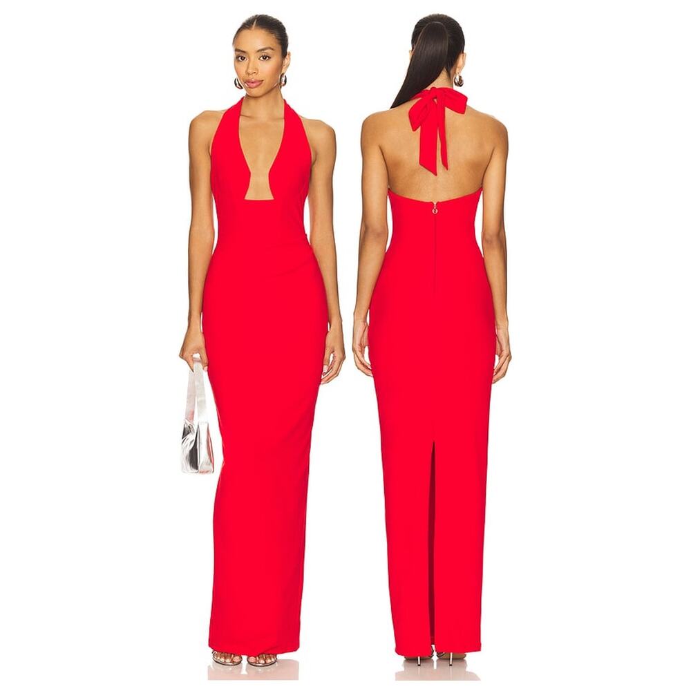 Nookie Demi Gown Maxi Halter Formal Evening Prom Party Wedding Guest Gala S